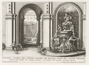 Fontein في binnenplaats van het Palazzo Doria Pamphilj te Rome نافورة تقع في الفناء الكبير في Palazzo Nuovo of the Prince (...] (العنوان على الكائن) النوافير في قصور وحدائق روما (عنوان السلسلة) Fonteinen in de paleizen en tu بواسطة جيوفاني جياكومو دي روسي