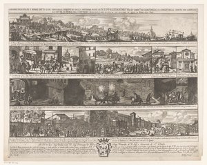 Optocht om Rome vrij te maken van de pest أوامر الاجتهاد والإصلاحات التي تتم بمنفعة عالمية من الحجر الأبوي لـ N. S. PP. الكسندر السابع. وآخرون emin.mi SS. card.li of the Holy Congr.me della Sanità لتحرير مدينة روما من العدوى (العنوان على o بواسطة جيوفاني جياكومو دي روسي