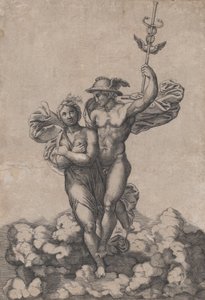 عطارد يحمل Psyche إلى Olympus ، بعد تكوين رافائيل في Villa Farnes ... ، كاليفورنيا. 1520-39.
