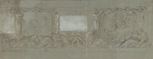 تصميم لتزيين الجدران مع تضحية إبراهيم والرحلة إلى مصر ، كاليفورنيا. 1600-1647. بواسطة جيوفاني لانفرانكو