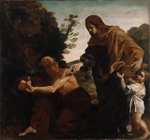 إيليا يستقبل الخبز من أرملة زارباث ، 1621-2424 بواسطة جيوفاني لانفرانكو