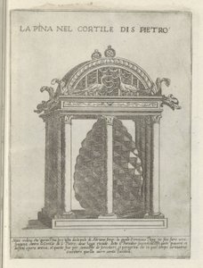 De Pigna te Vaticanststand لا بينا في فناء القديس بطرس (العنوان على الجسم) Moderne en Antieke monuments en bouwwerken in Rome (عنوان السلسلة) زخارف المباني القديمة والحديثة في مدينة ألما في روما (عنوان السلسلة)