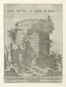 Tombe van Caecilia Metella te Rome Meta قال كابو دي أوف (عنوان على الكائن) Moderne en antieke monumenten en bouwwerken في روما (عنوان السلسلة) Ornamenti di Fabriche antica et moderni dell 'alma citta di Roma (عنوان السلسلة) بواسطة جيوفاني ماجي