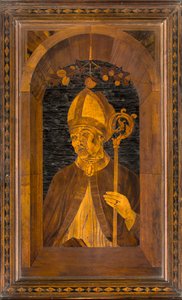 كورال Lignaean الكنسي ، مرصع بواسطة Giovanni Maria Platina 1484 ، Upper Stall ، Sant'Imerio بواسطة جيوفاني ماريا بلاتينا