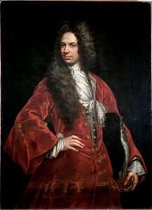 Portrait of a gentleman in red costume Painting by Giovanni Maria Delle Piane dit il Mulinaretto (1660-1745) Dim 132x97 cm Genes Musei di Strada Nuova (ex Palazzo Bianco)