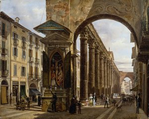 أعمدة سانت لورانس في ميلانو ، بقلم جيوفاني ميليارا (1785-1837) ، زيت على قماش ، 40x31 سم