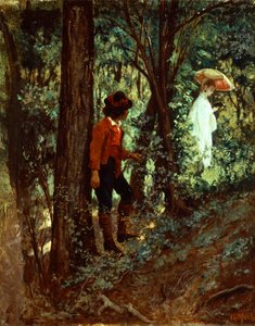 في الغابة - جيوفاني موتشي (1829-1893) ، زيت على قماش ، 27 × 22 سم بواسطة جيوفاني موتشي