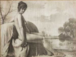 انثى عارية (فحم على ورق)