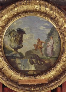 أنقاض مع رجلين ، c.1750-60 (زيت على النحاس) بواسطة جيوفاني باولو بانيني