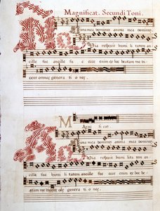 Magnificat ، مخطوطة "Messes of Mantua" بقلم جيوفاني بييرلويجي دا باليسترينا (1525 - 1594) ، ملحن إيطالي. بواسطة جيوفاني بييرلويجي دا (بعد) باليسترينا