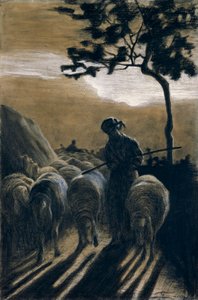 قطيع على الطريق جيوفاني سيجانتيني (1858-1899) بواسطة جيوفاني سيجانتيني