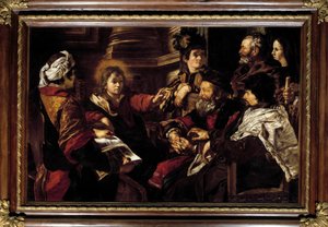 المسيح والأطباء رسم جيوفاني سيرودين (1600-1630) القرن السابع عشر الشمس. 1،45x2،24 م باريس ، متحف اللوفر