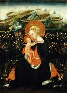 مادونا من التواضع ، c.1450-60 (درجة الحرارة على اللوحة) بواسطة جيوفاني دي باولو دي غراتسيا