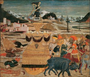 Le triomphe de la mort - The Triumph of Death - (Lo Scheggia) Giovanni di Ser Giovanni (1406-1486). تمبرا على اللوح