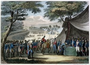تهدئة فيندي من قبل الجنرال هوش (1768-97) 20 أبريل 1795 (نقش الألوان) بواسطة كارل جيرارديت