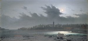 منظر لمالطا قبالة المرفأ ليلاً ، 1876
