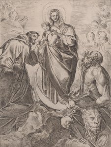 العذراء مع القديسين جيروم وفرانسيس ، 1660-80. بواسطة جيرولامو روسي