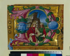 د الأولي التأريخي المستخرج من كتاب جوقة: اثنان من القديسين الشهيد ، ج. 1500-1510.