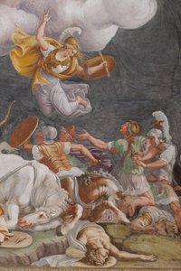 معركة ، تفاصيل ، حصان طروادة ، غرفة طروادة (Sala di Troia) بواسطة جوليو (وورشة عمل) رومانو