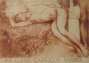 بطاقة Libris السابقة لـ Gabriel dAnnunzio (طباشير على ورق) بواسطة جوليو أريستيد سارتوريو