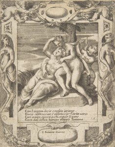 Ixion يحتضن سحابة ، معتقدًا أنه جونو ، كيوبيد على اليمين ، يقع داخل مفصل ... ، 1531-1576. بواسطة جوليو بوناسون
