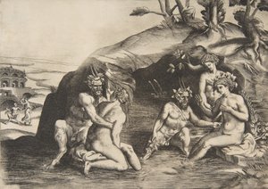 الاستحمام للحوريات والساتير ، 1531-1576. بواسطة جوليو بوناسون