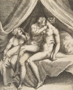 كوكب الزهرة والمريخ ، من كتاب The Loves of the Gods ، 1531-60. بواسطة جوليو بوناسون