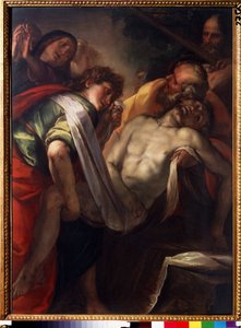 "La mise au tombeau" (قبر المسيح) لوحة رسمها جوليو سيزار بروكاتشيني (1574-1625) حوالي 1620 متحف بوشكين ، موسكو بواسطة جوليو سيزار بروكتشيني