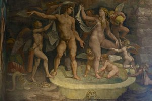 تفاصيل جدارية من غرفة عمور والنفس ، 1526-1534 بواسطة جوليو رومانو