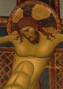 Head of Christ, detail of 13th century crucifix (painting)