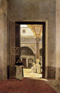 قاعة مدخل دير دومينيكان. لوحة جوزيبي أباتي (1836-1868). زيت على خشب. متحف قادس. بواسطة جوزيبي أباتي
