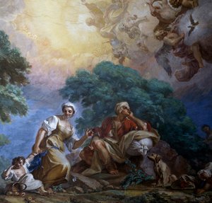 زيارة جوزيبي بونيتو (1707-1789) ، لوحة جدارية ، قصر بورتيشي الملكي ، كامبانيا ، إيطاليا بواسطة جوزيبي بونيتو