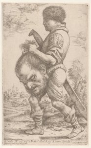 داود يحمل رأس جليات الذي يمسكه بشعره ، 1620 - 30.