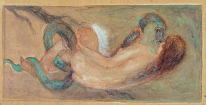 Eve Watercolor من Giuseppe Giglioli (1881-1930) Dim 11x23 cm الجينات ، Gallery of Modern Art ، رقم الجرد 0163 بواسطة جوزيبي جيجليولي