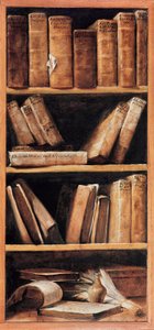 Still Life library with music books. Painting by Giuseppe Maria Crespi dit lo Spagnolo (the Spaniard) (1665-1747) 1715 Bologna, Conservatorio di musica