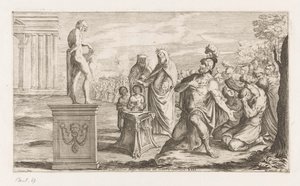 يقدم أينيس إلى أبولو الملك Coelicolus يقتل ثورًا على الشاطئ (العنوان على الكائن) Omzwervingen van Aeneas (عنوان المسلسل) L