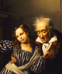 رجل عجوز يشير إلى هيرم ماريا لويجيا إلى حفيدته ، بقلم جوزيبي مولتيني ، حوالي عام 1830 ، زيت على قماش بواسطة جوزيبي مولتيني