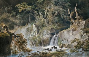 منظر طبيعي مع شلال ، رسمه جوزيبي بيترو باجيتي (1764-1831). بواسطة جوزيبي بيترو باجيتي