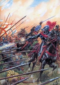 الحروب الدينية: شهدت معركة إيفري في 14/03/1590 انتصار الجيش الملكي على الرابطة الكاثوليكية - معركة إيفري التي تم الاحتفال بها في 14 مارس 1590، خلال الحروب الدينية الفرنسية - رسم توضيحي لجوزيبي رافا بواسطة جوزيبي رافا