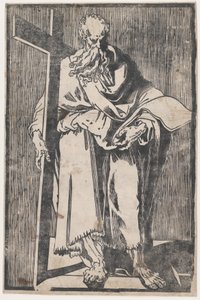 القديس فيليب واقفًا يحمل كتابًا وصليبًا ، كاليفورنيا. 1590-1600.