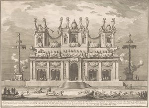 The Seconda Macchina للصين عام 1765: مبنى مزين بأعمدة Cockaigne بواسطة جوزيبي فاسي ، بعد جوزيبي بالازي ، بعد باولو بوسي