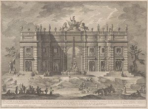 The Seconda Macchina في الصين عام 1772: ساحة بها سوق ألعاب ونافورة البانثيون