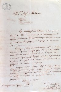 Handwritten letter of Giuseppe Verdi to Bologna mayor when he became honorary citizen, June 20
