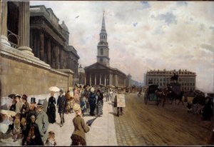 المعرض الوطني وكنيسة القديس مارتن في لندن لوحة جوزيبي دي نيتيس (1846-1884)