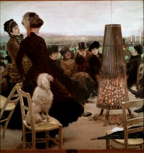 السباقات في Bois de Boulogne يشاهد المتفرجون سباقات الخيول. لوحة جوزيبي دي نيتيس (1846-1884) 1881 روما ، المعرض الوطني للفن الحديث