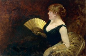 Woman with fan (oil on canvas)