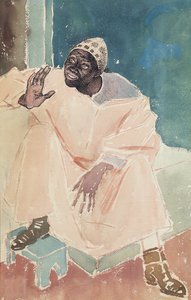 جلوس مغربي ، 1936 (قلم جاف ، حبر ومرحاض على ورق)