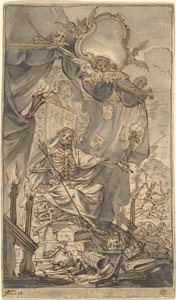 الموت على تصميم العرش المغطى لصفحة العنوان ، أواخر القرن السابع عشر. بواسطة Godfried مايس