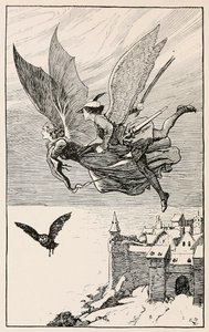 رفيق السفر طار خلفها ، من Fairy Tales من Hans Anderson ، حانة 1919. بواسطة جوردون براون