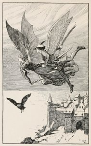 رفيق السفر طار خلفها ، من Fairy Tales من Hans Anderson ، حانة 1919 (نقش) بواسطة جوردون فريدريك براون